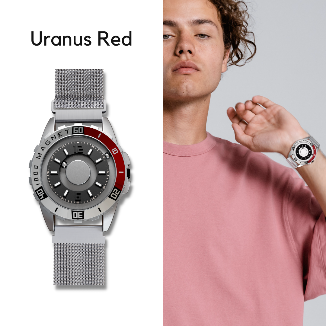 MAGNETO Uranus Red Mesh Magnetic Flip-Flop Wristwatch – Magneto Watch