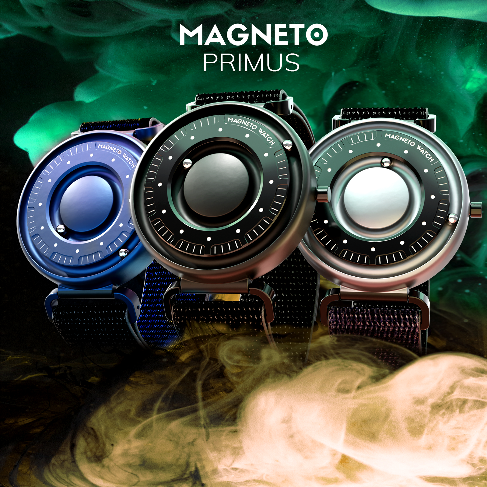 MAGNETO Komet Black Leather Magnetic Blue Wristwatch – Magneto Watch