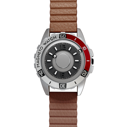 MAGNETO Uranus Red Leather Magnetic Brown Wristwatch – Magneto Watch