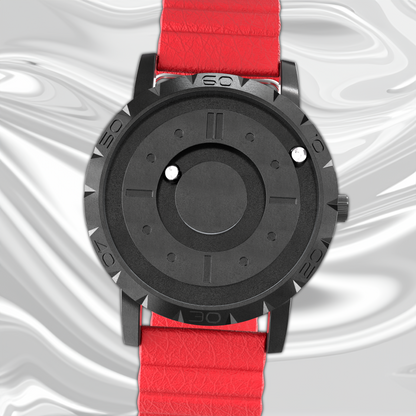 Komet Black synthetic leather magnetic red