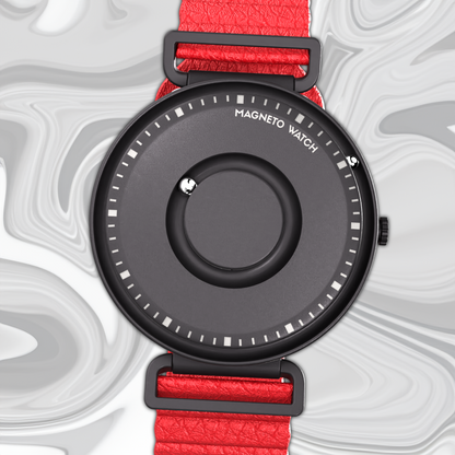 Fusion Black synthetic leather magnetic red