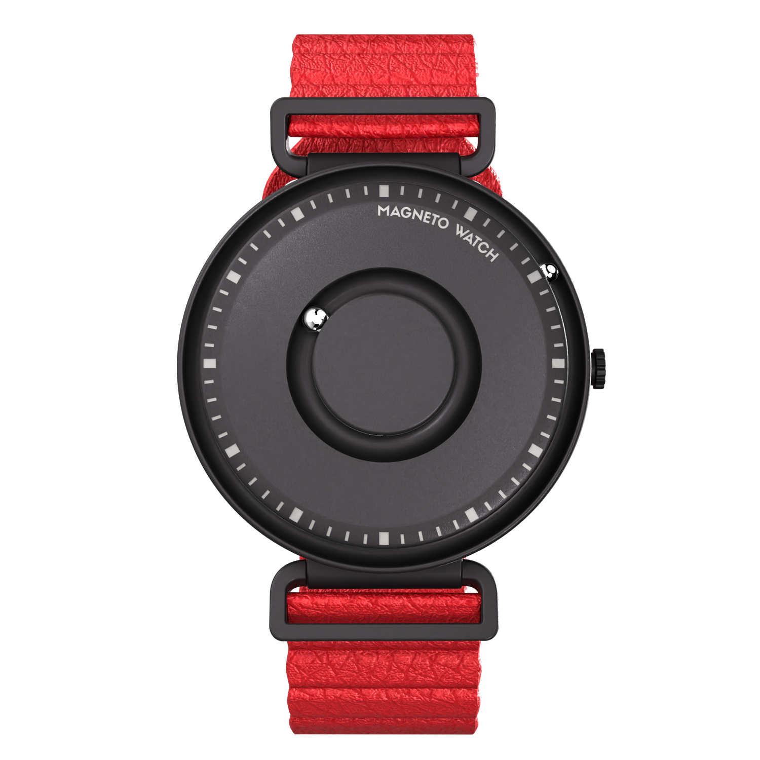 Fusion Black synthetic leather magnetic red