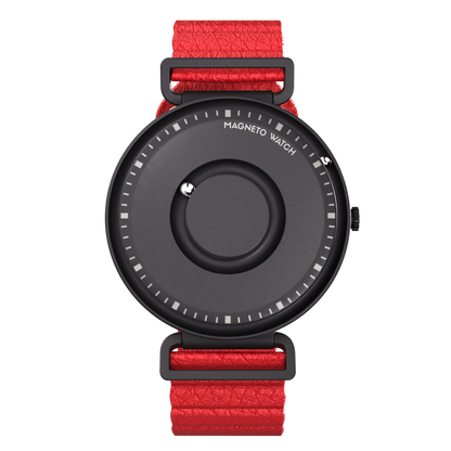 Fusion Black synthetic leather magnetic red