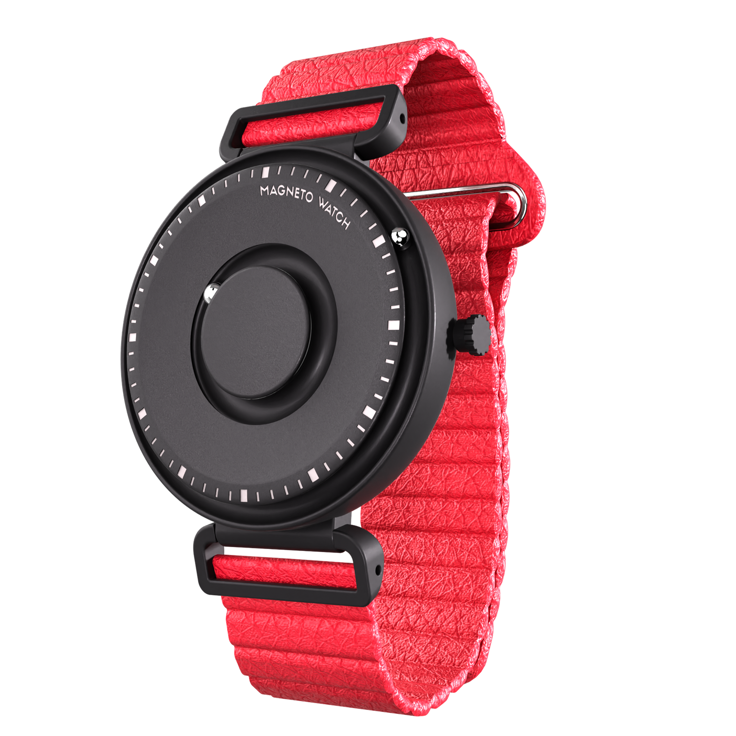 Fusion Black synthetic leather magnetic red