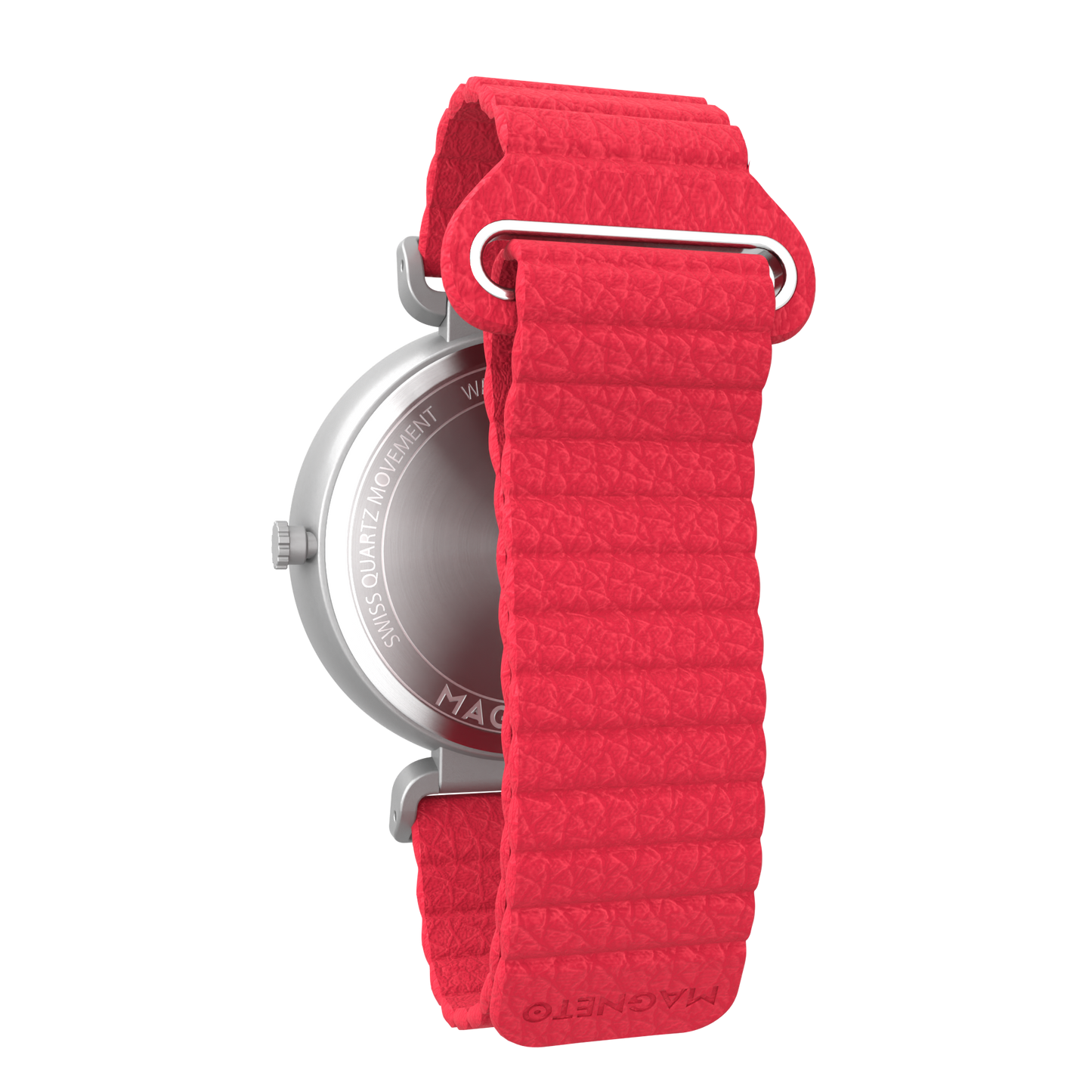 Fusion Silver synthetic leather magnetic red