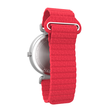 Fusion Silver synthetic leather magnetic red