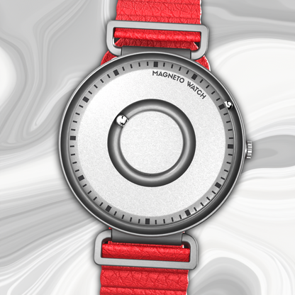 Fusion Silver synthetic leather magnetic red