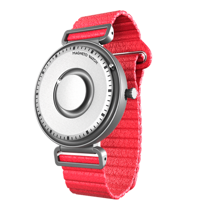 Fusion Silver synthetic leather magnetic red