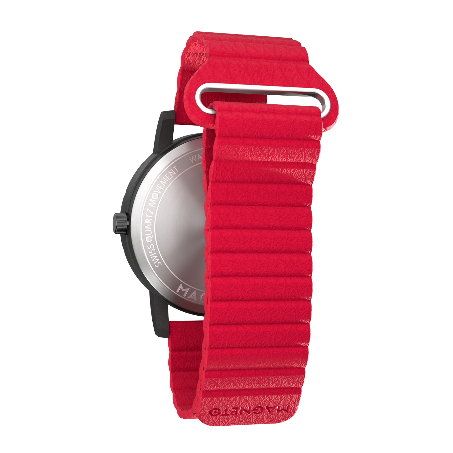 Komet Black synthetic leather magnetic red