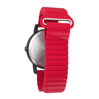 Komet Black synthetic leather magnetic red