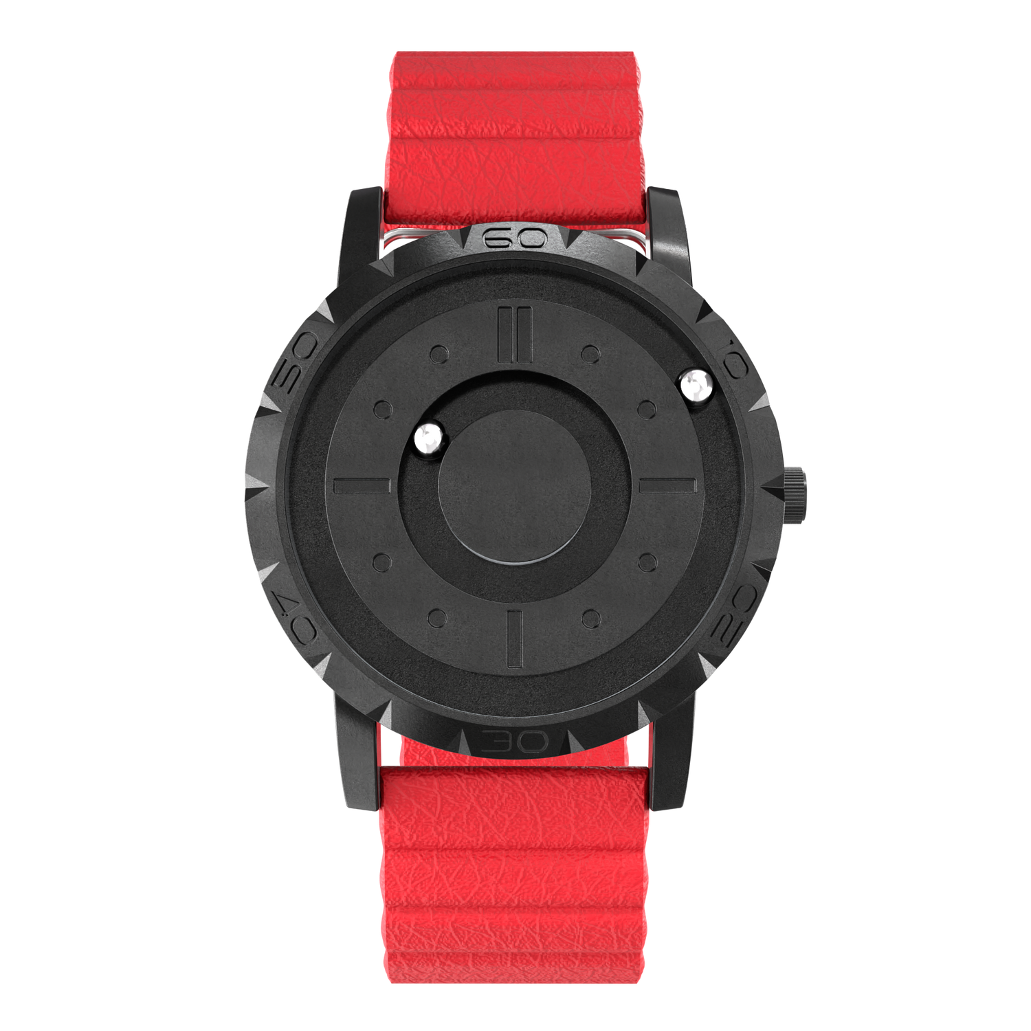 Komet Black synthetic leather magnetic red