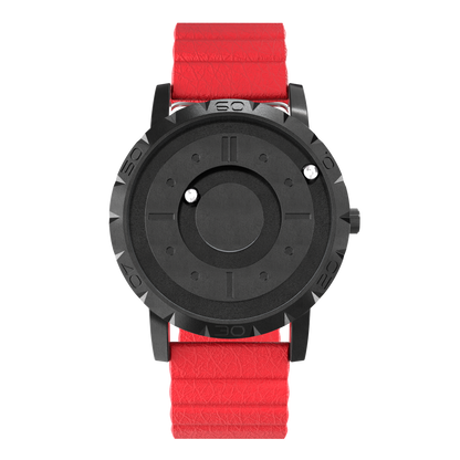 Komet Black synthetic leather magnetic red