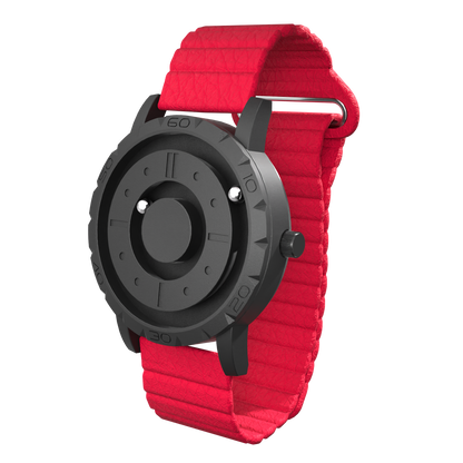 Komet Black synthetic leather magnetic red