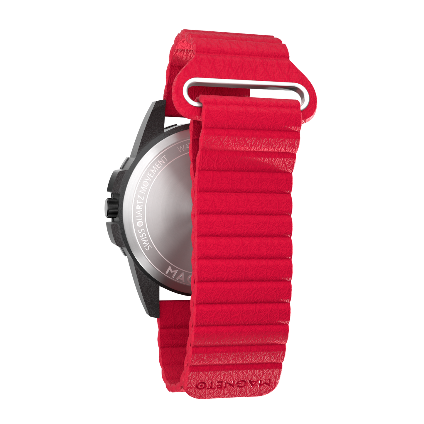 Uranus Black synthetic leather magnetic red