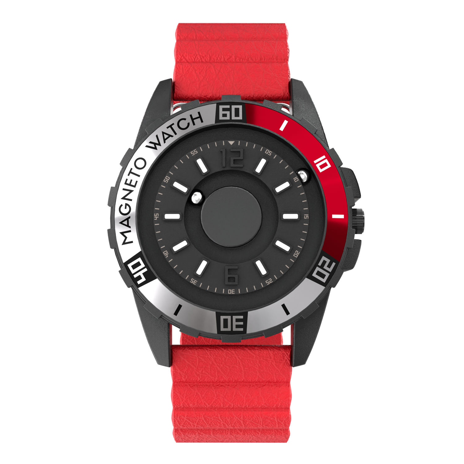 Uranus Black synthetic leather magnetic red