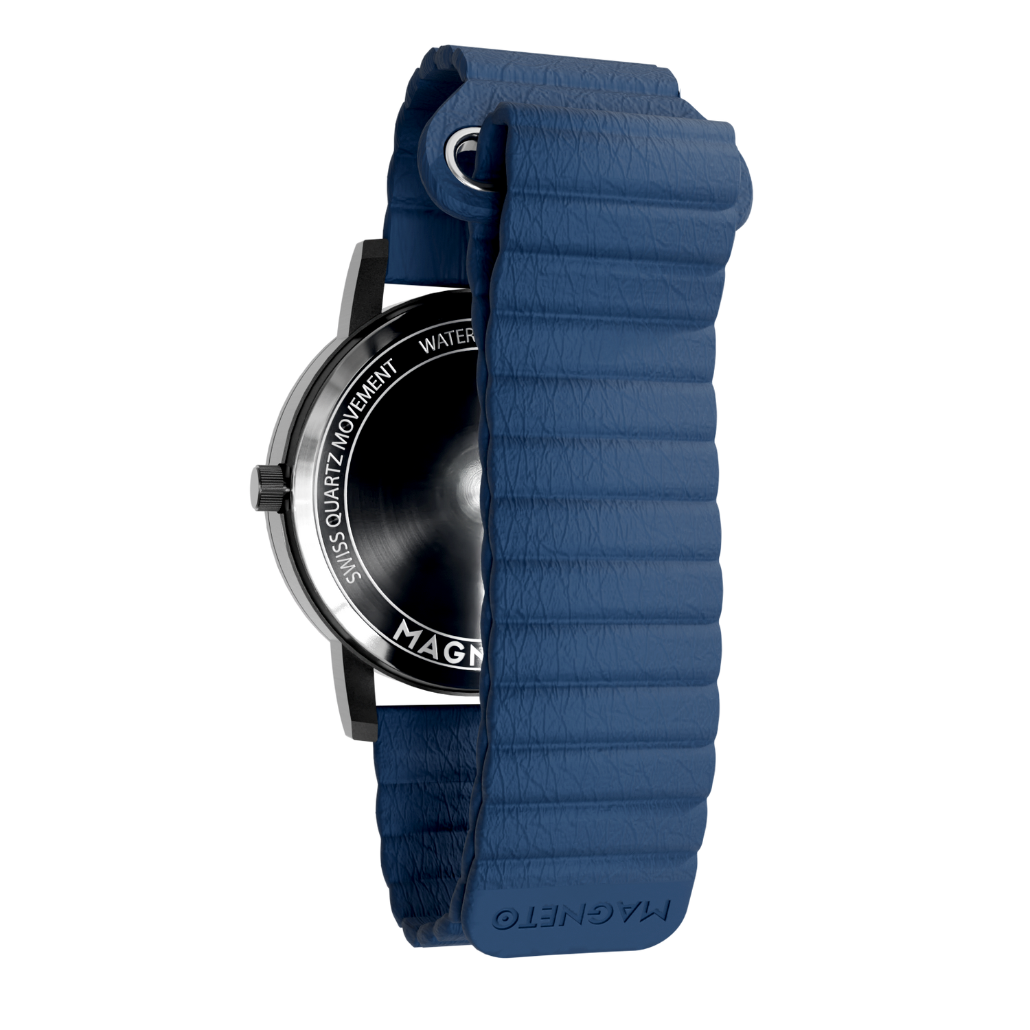 Magneto-Watch-Wave-Black-Kunstleder-Magnetisch-Blau-Back