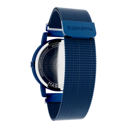 Magneto-Watch-Wave-Blue-Maschenarmband-Blau-Back