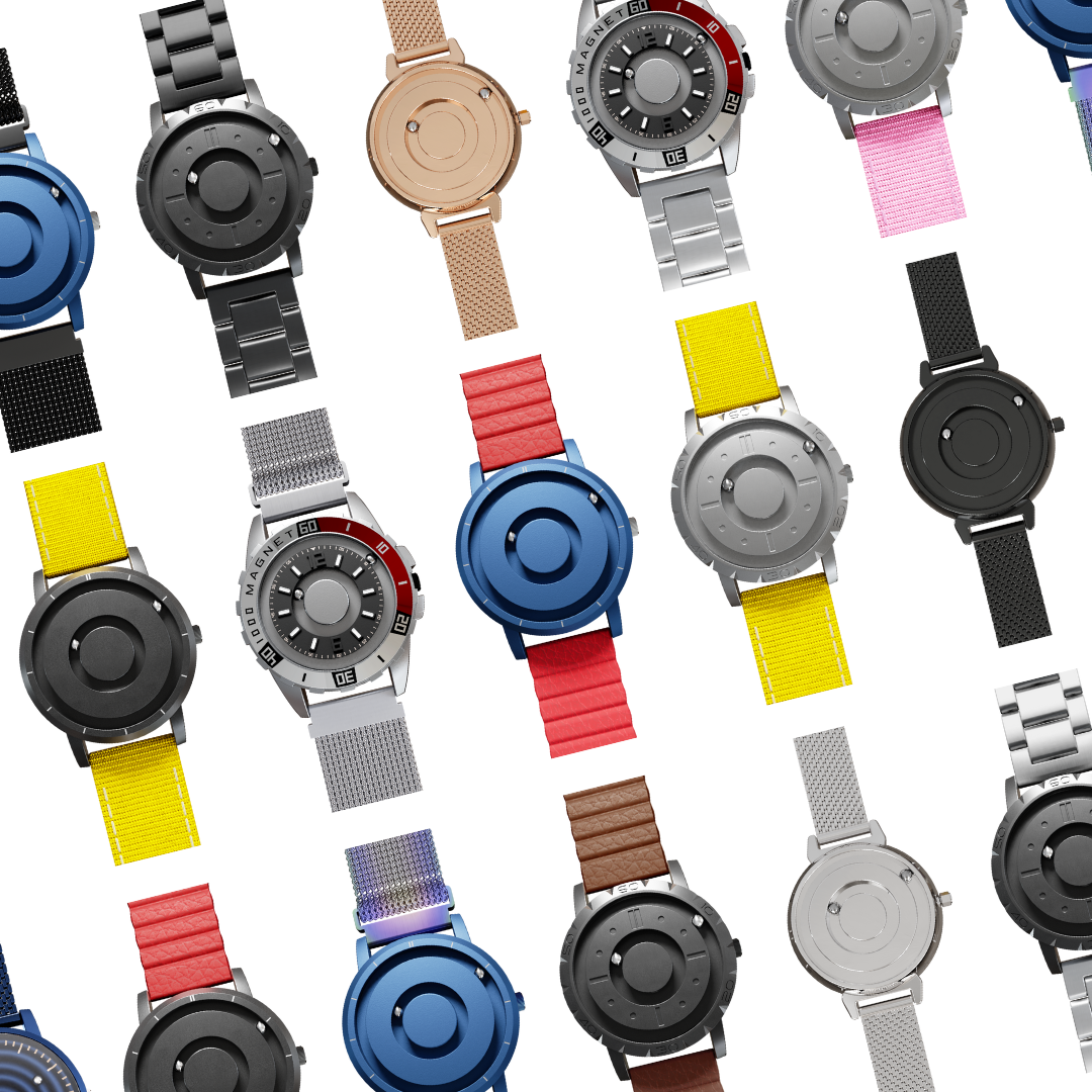 EUTOUR Herren Uhr Armbanduhr Magneto Watch Magnetische Uhren  Minimalistische Unisex Schweizer Quarzuhr mit Silikon/Edelstahl Mesh  Armband Schwarz 40mm : : Fashion