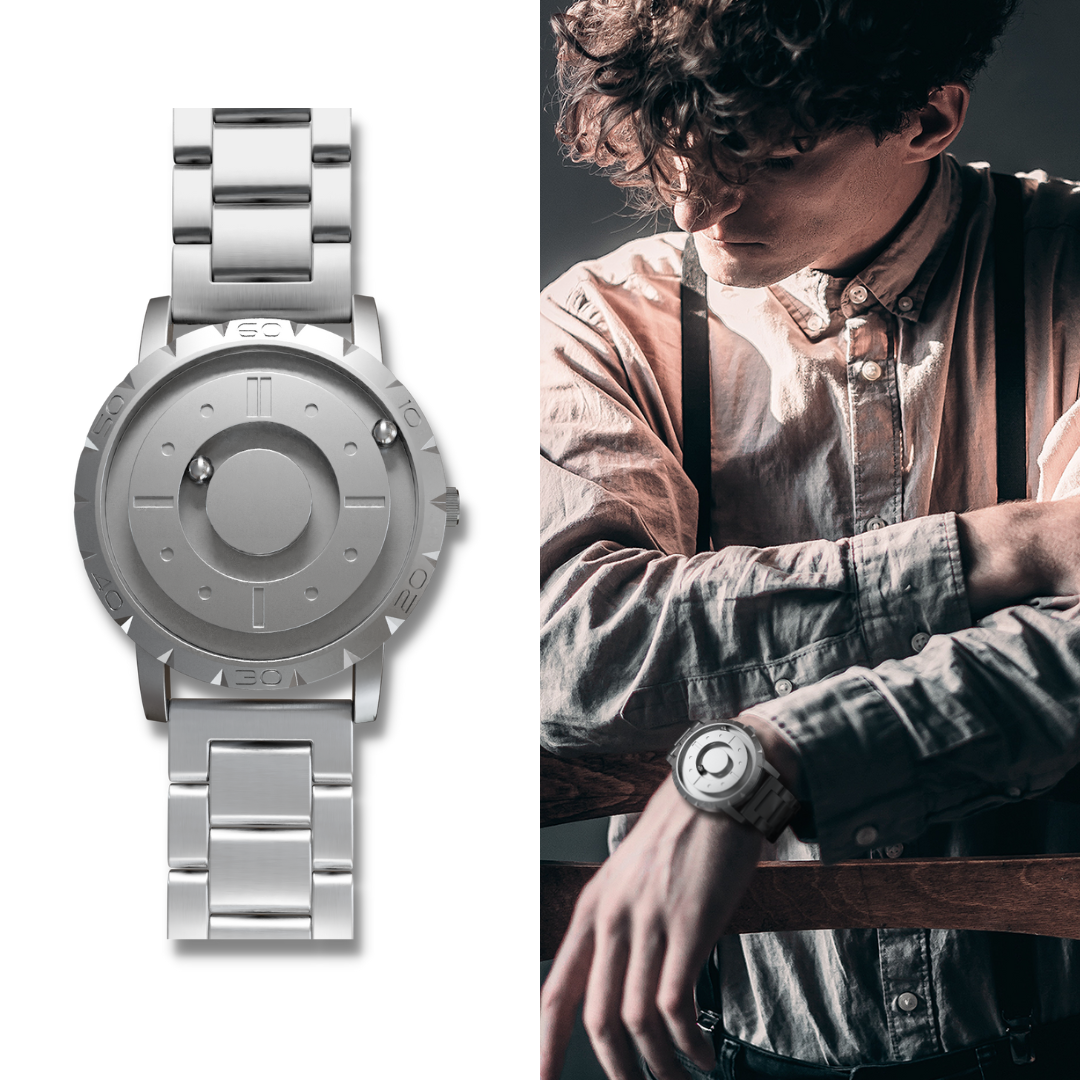 MAGNETO Wave Blue Steel Silver Wristwatch – Magneto Watch