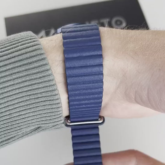 Magneto-Watch-Wave-Blue-Kunstleder-Magnetisch-Blau-Handgelenk-Video