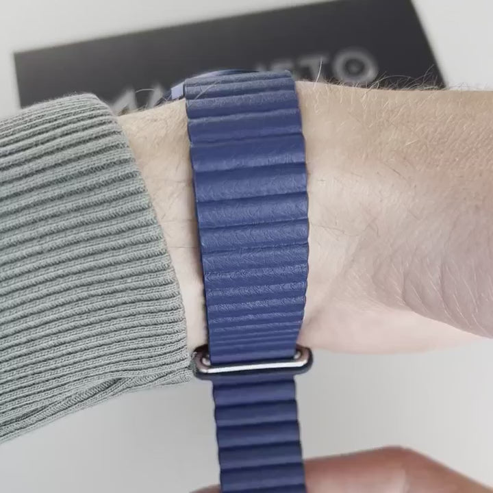 Magneto-Watch-Wave-Blue-Kunstleder-Magnetisch-Blau-Handgelenk-Video