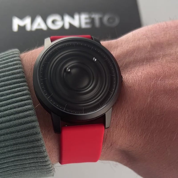 Magneto-Watch-Wave-Black-Silikon-Rot-Handgelenk-Video