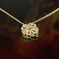 Necklace with clover & heart pendant gold-ice (925 silver)
