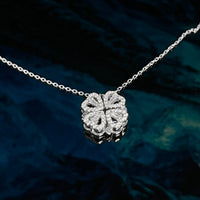 Necklace with clover & heart pendant silver-ice (925 silver)
