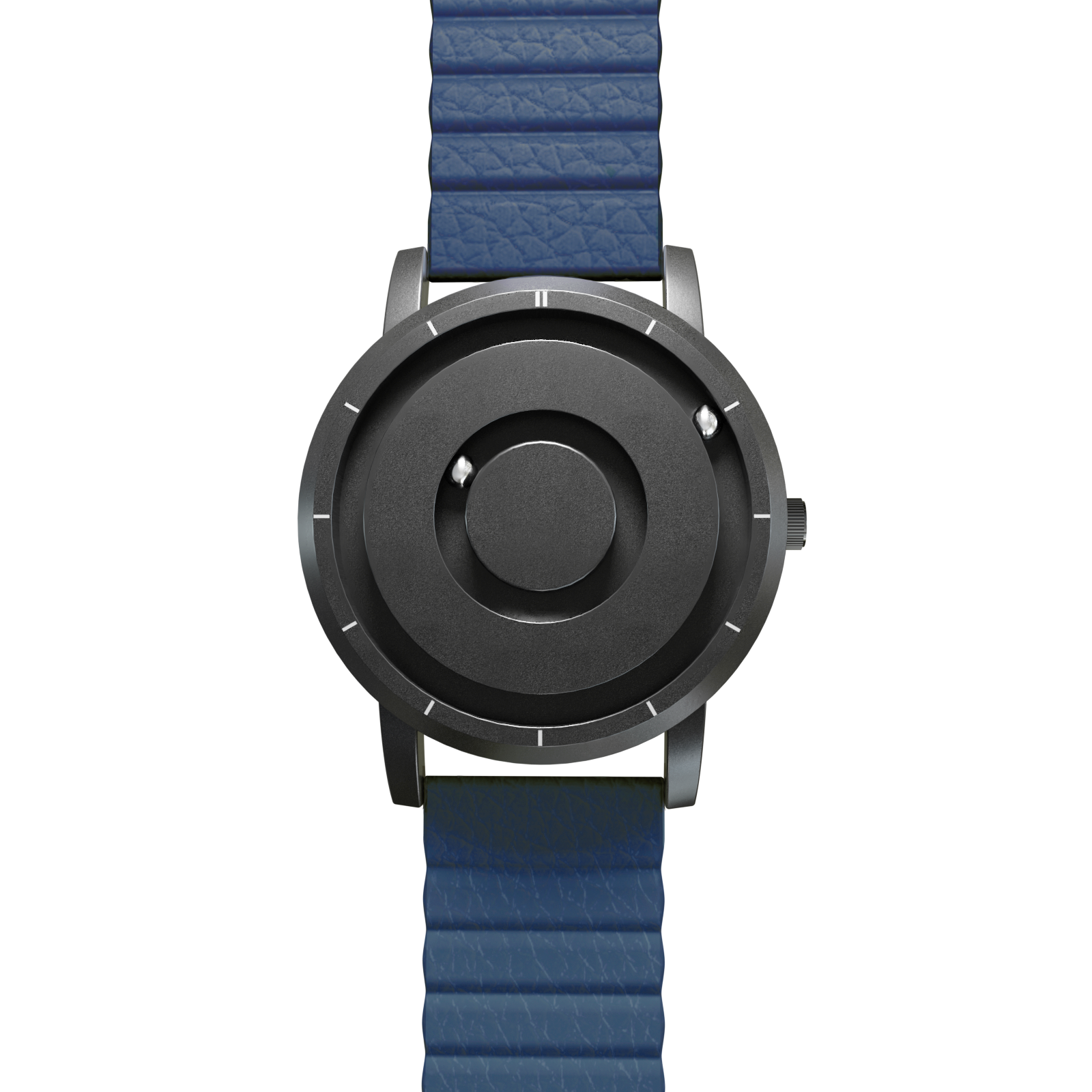 Magneto-Watch-Jupiter-Black-Kunstleder-Magnetisch-Blau-Front