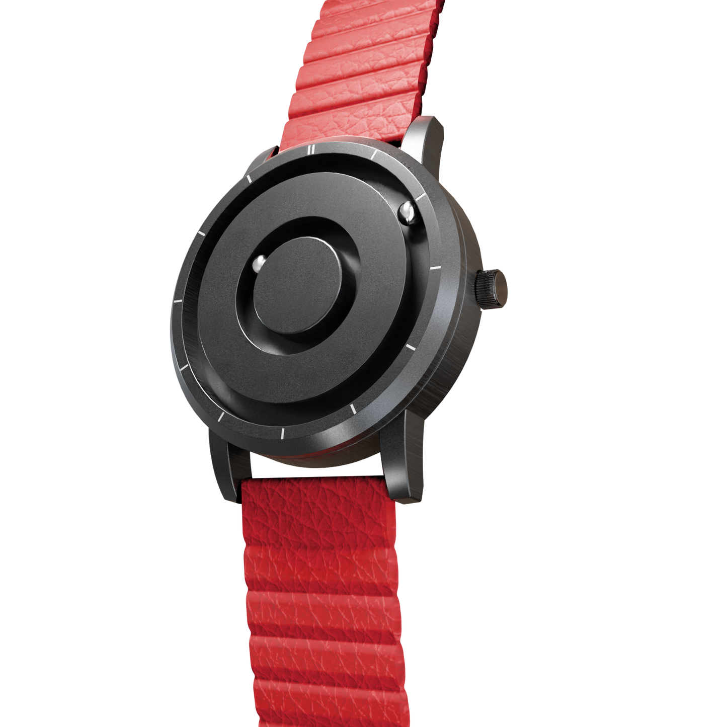 Magneto-Watch-Jupiter-Black-Kunstleder-Magnetisch-Rot-Side