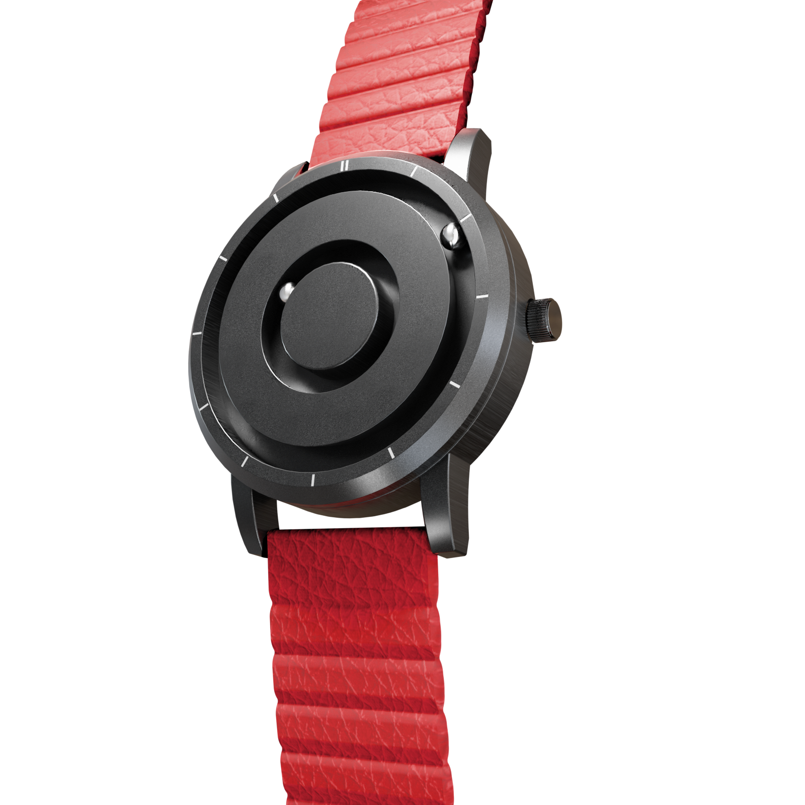 Magneto-Watch-Jupiter-Black-Kunstleder-Magnetisch-Rot-Side