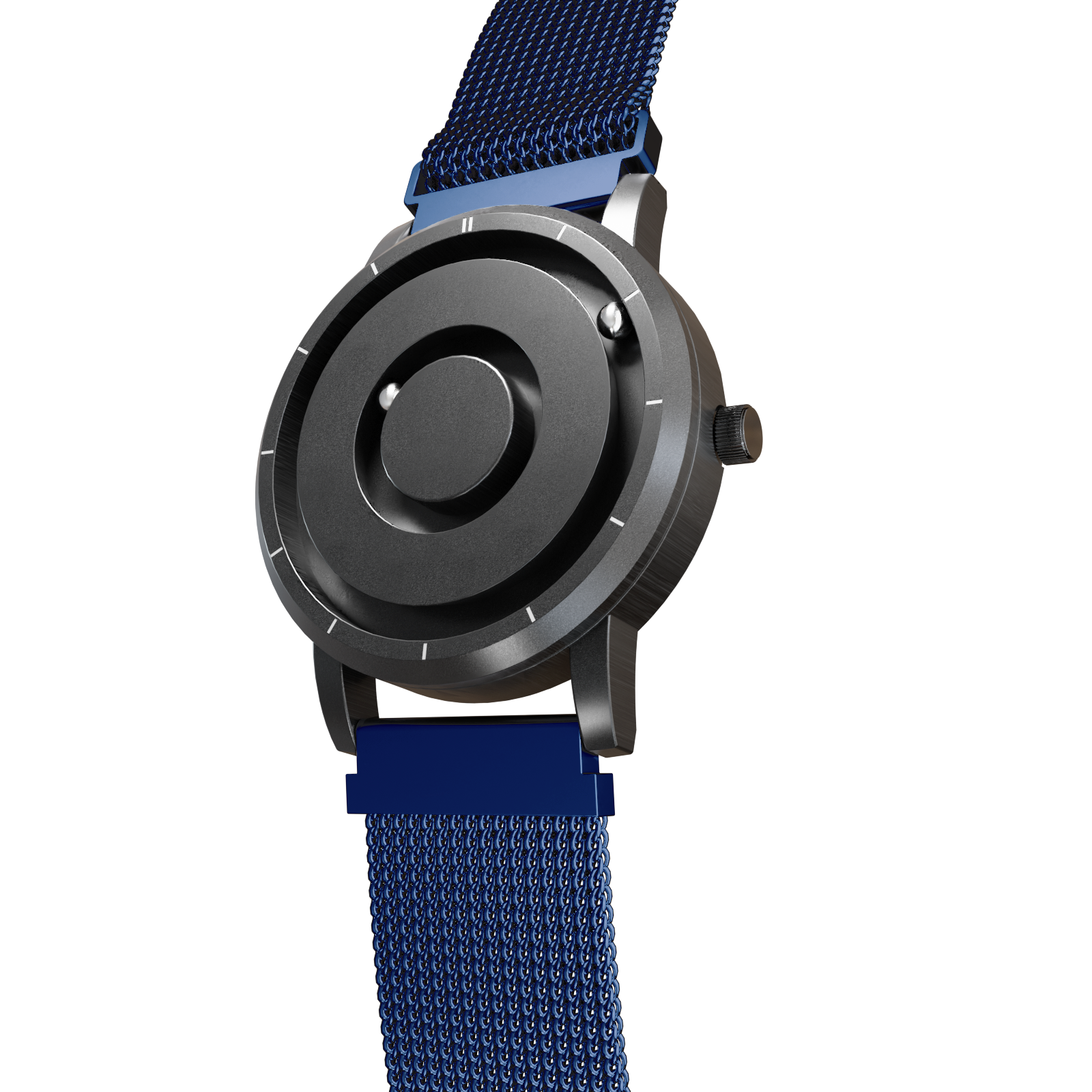 Magneto-Watch-Jupiter-Black-Maschenarmband-Blau-Side