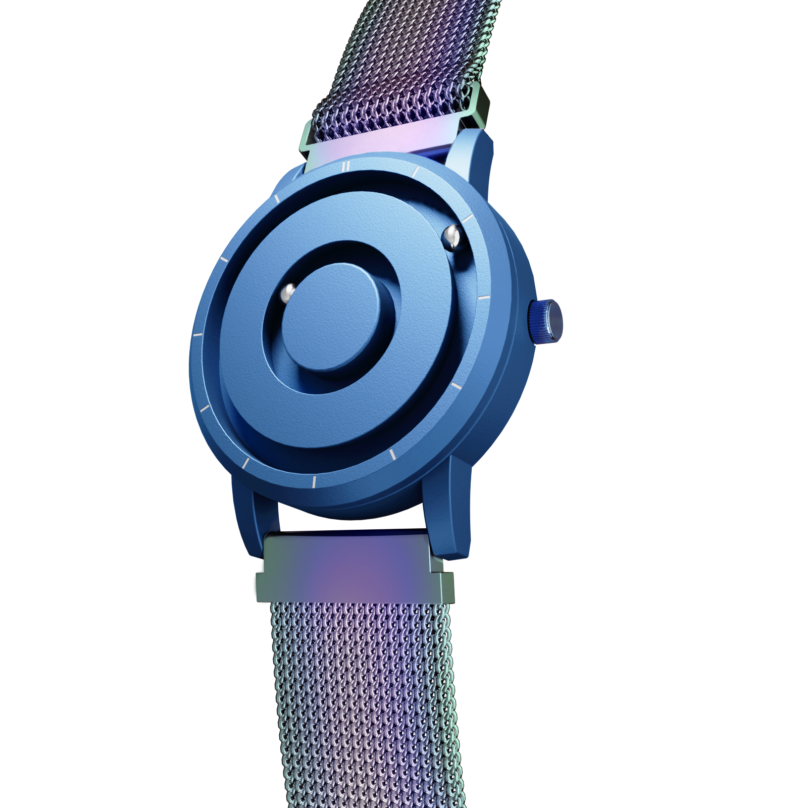 Magneto-Watch-Jupiter-Blue-Maschenarmband-Flip-Flop-Side