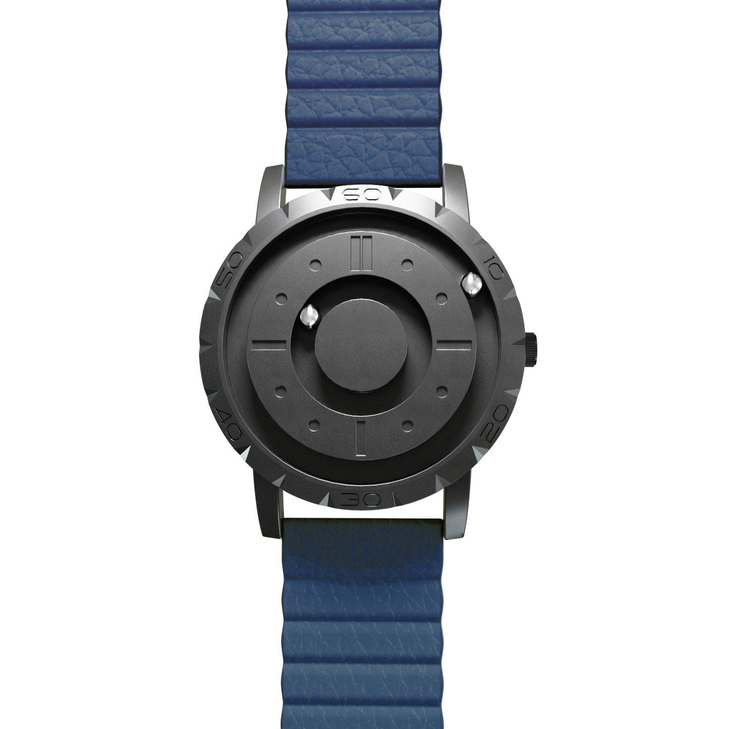 Magneto-Watch-Komet-Black-Kunstleder-Magnetisch-Blau-Front