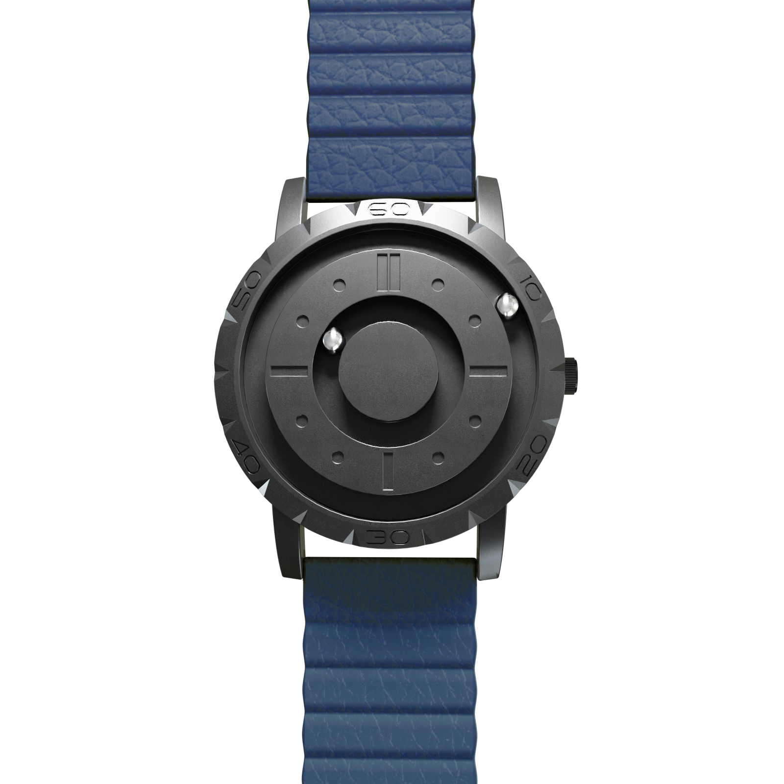 Magneto-Watch-Komet-Black-Kunstleder-Magnetisch-Blau-Front