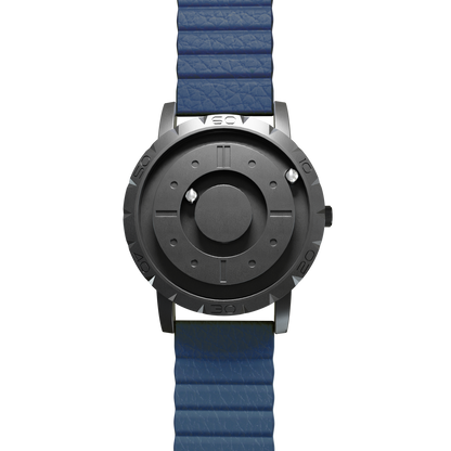 Magneto-Watch-Komet-Black-Kunstleder-Magnetisch-Blau-Front