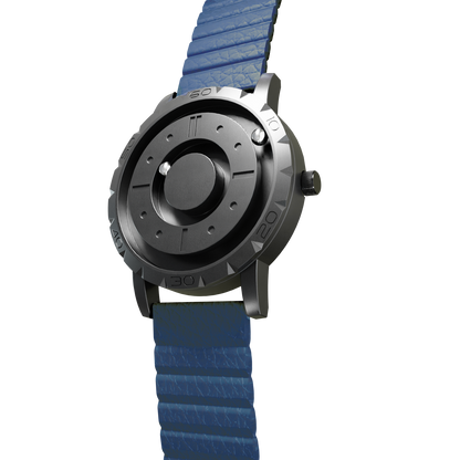 Magneto-Watch-Komet-Black-Kunstleder-Magnetisch-Blau-Side