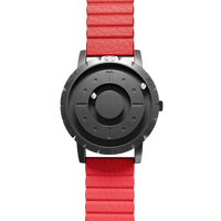 Komet Black synthetic leather magnetic red