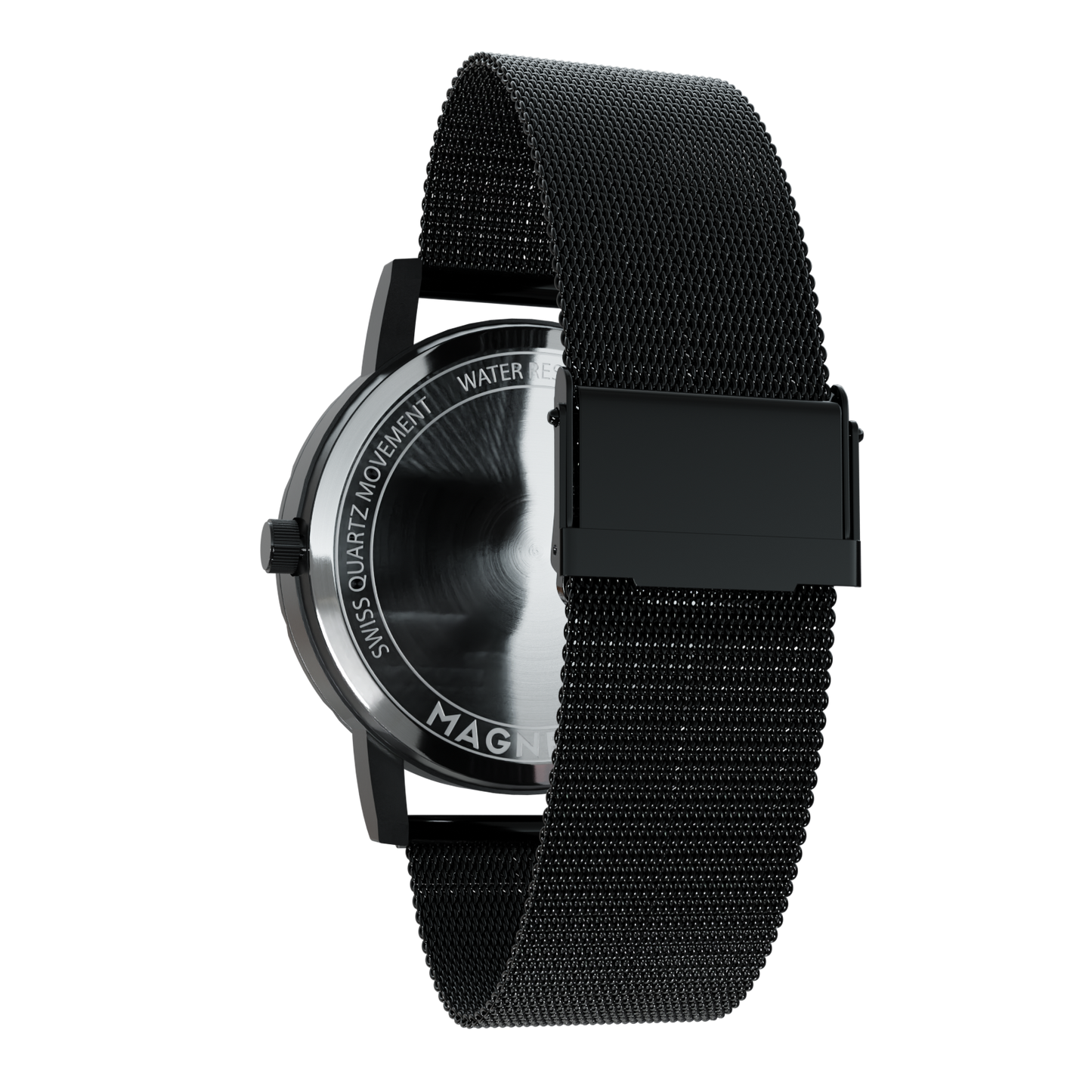Magneto-Watch-Maschenarmband-Sicherheitsverschluss-Schwarz-Side