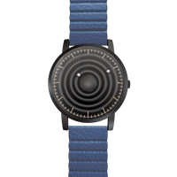 Wave Black synthetic leather magnetic blue (with glass)