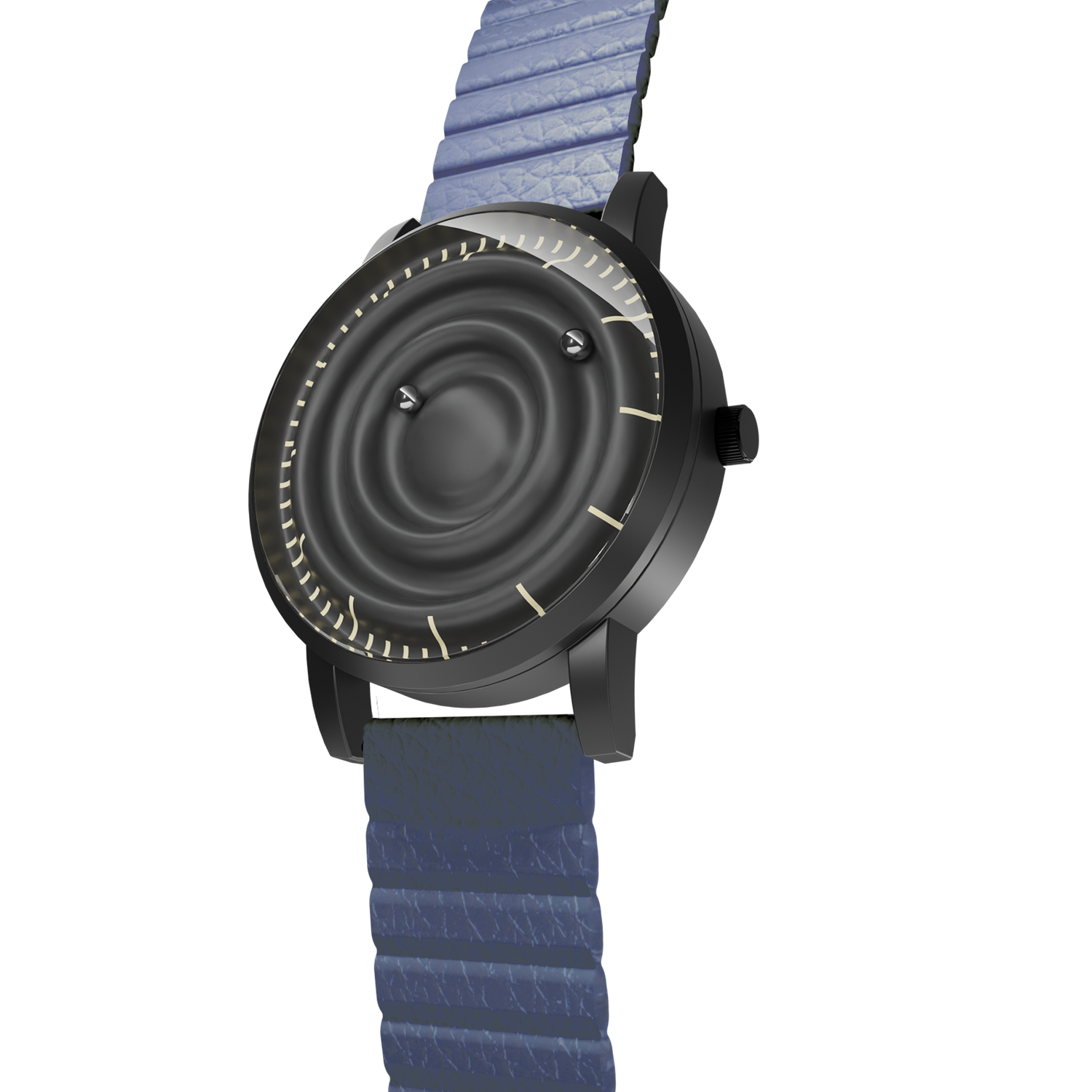 Magneto-Watch-Wave-Black-Kunstleder-Magnetisch-Blau-Side