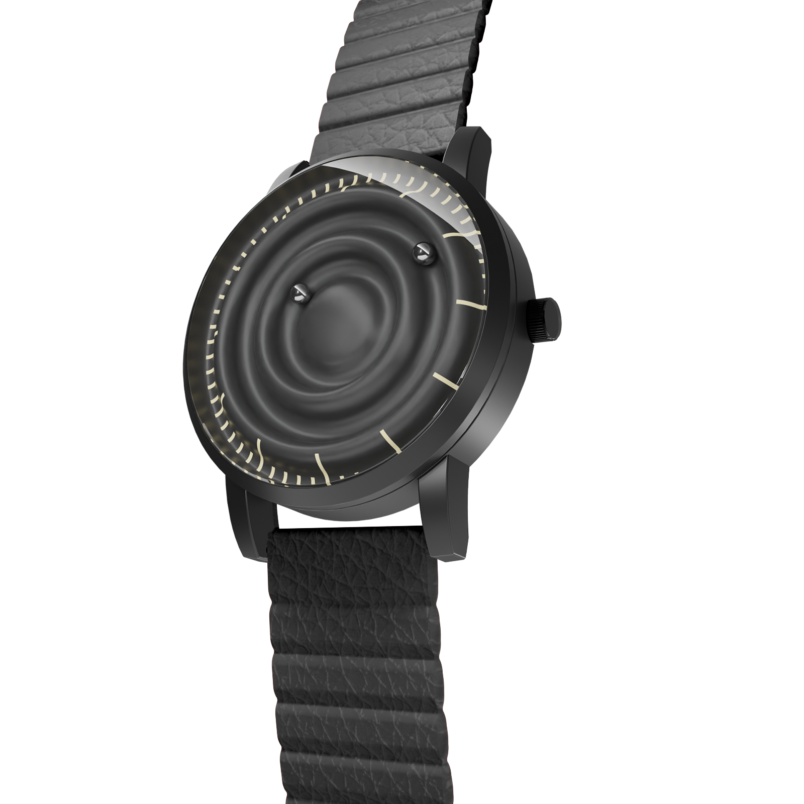 Magneto-Watch-Wave-Black-Kunstleder-Magnetisch-Schwarz-Side