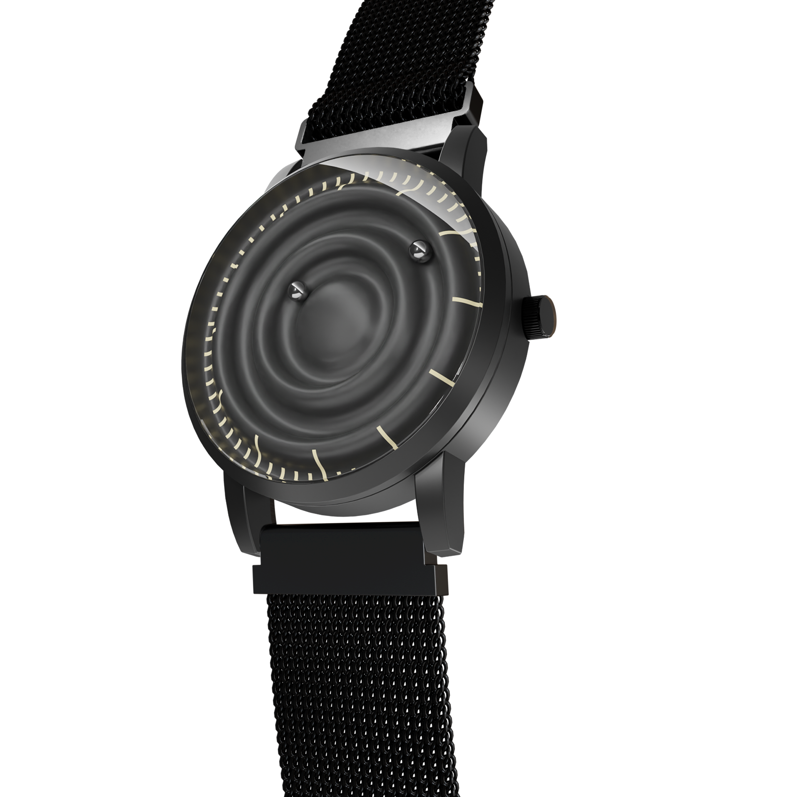 Magneto-Watch-Wave-Black-Maschenarmband-Schwarz-Side