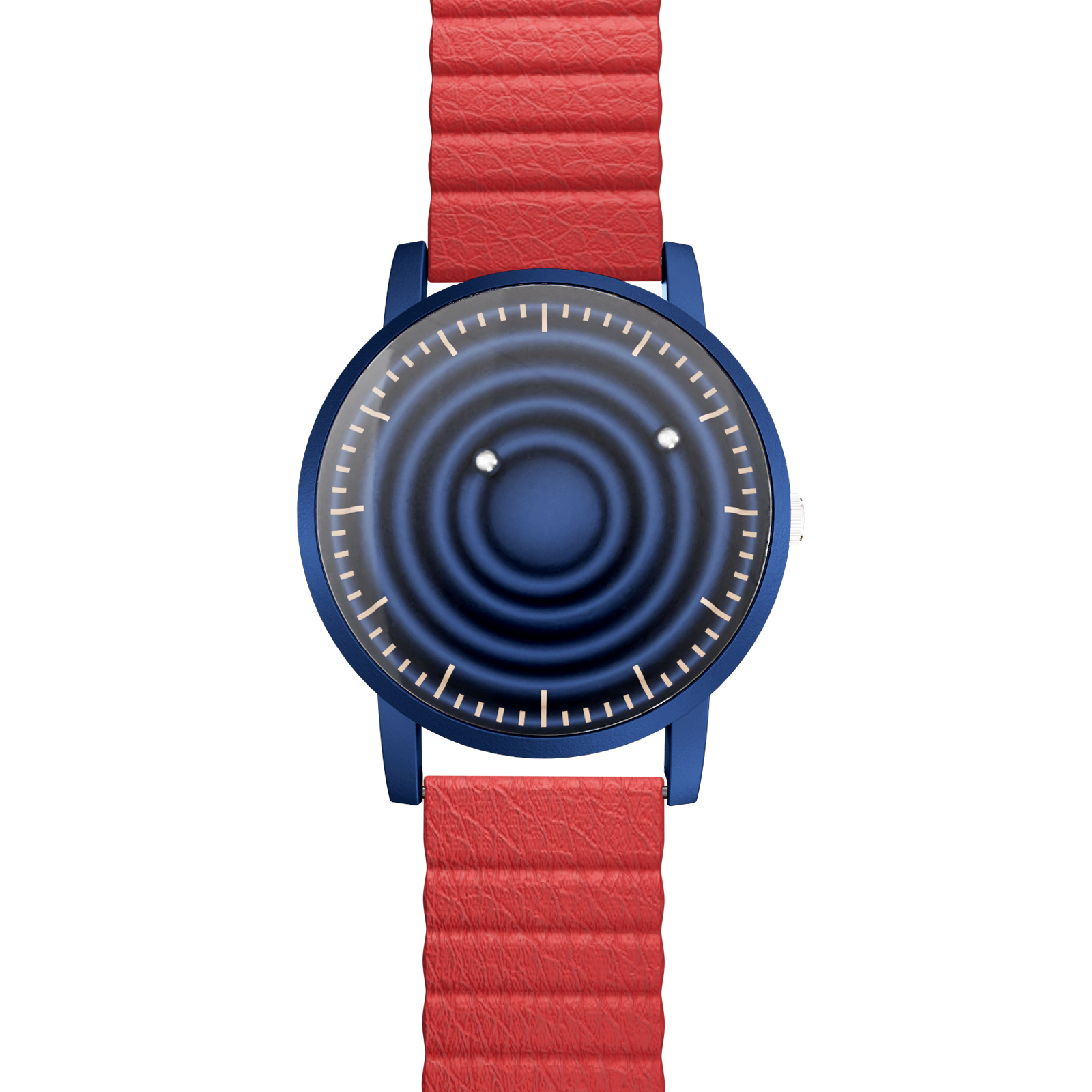 Magneto-Watch-Wave-Blue-Kunstleder-Magnetisch-Rot-Front