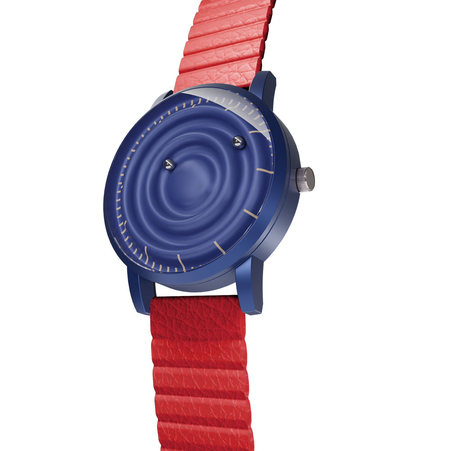 Magneto-Watch-Wave-Blue-Kunstleder-Magnetisch-Rot-Side