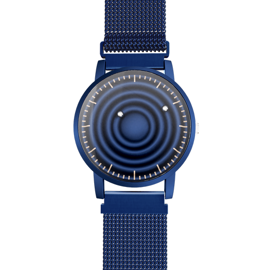 Magneto-Watch-Wave-Blue-Maschenarmband-Blau-Front