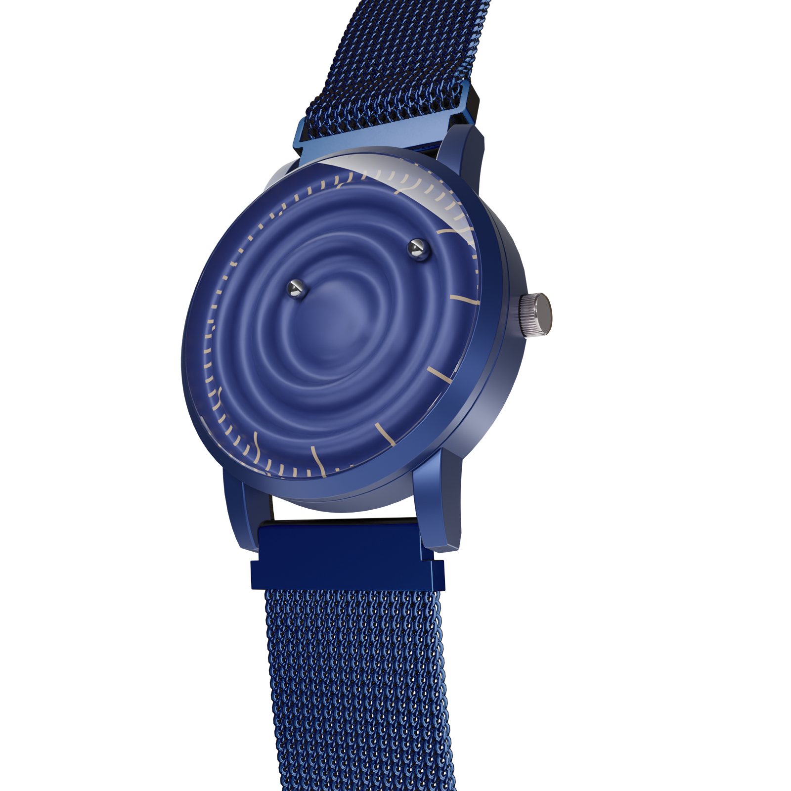 Magneto-Watch-Wave-Blue-Maschenarmband-Blau-Side