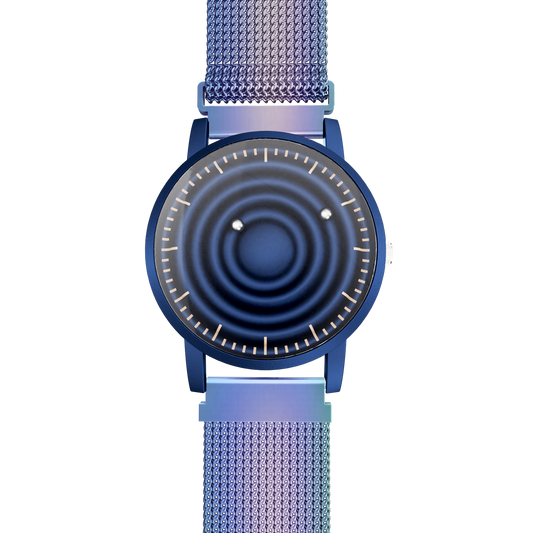 Magneto-Watch-Wave-Blue-Maschenarmband-Flip-Flop-Front