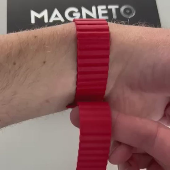 Magneto-Watch-Wave-Blue-Kunstleder-Magnetisch-Rot-Handgelenk-Video